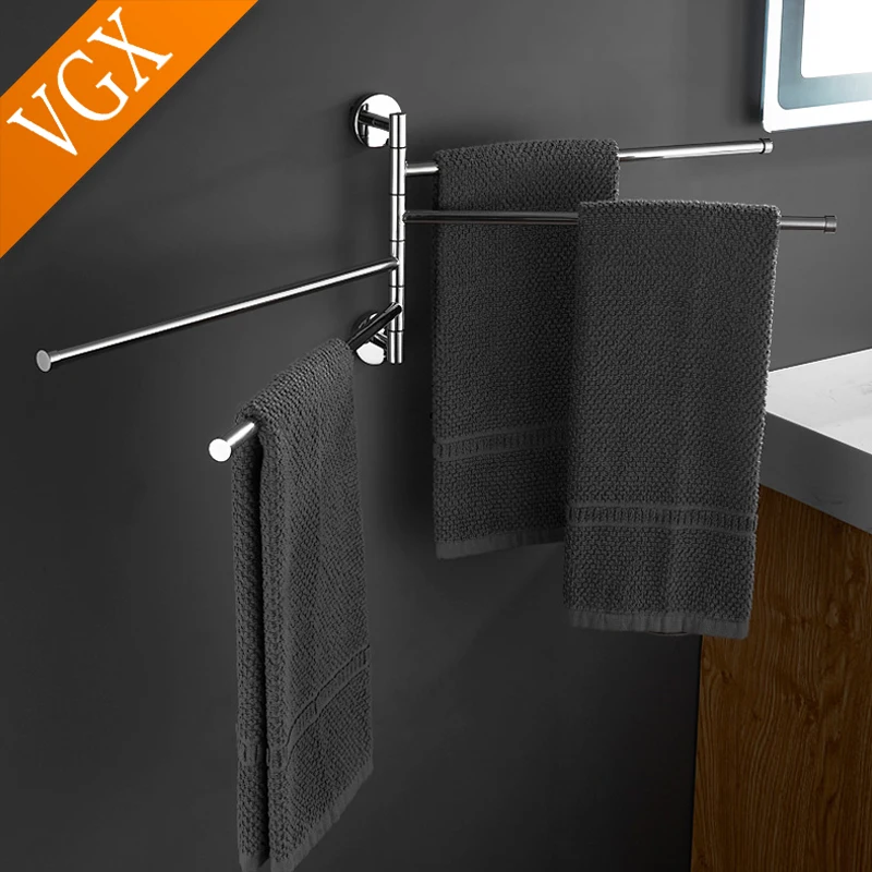 NearMoon Swivel Towel Rack, Thicken SUS304 Stainless Steel 4-Arm Towel Bar, Space Saving Wall Mounted Towel Holder With Hook, Rustproof Swing Out Towel Hanger For Bathroom, Kitchen (Brushed Nickel - View #12