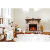 LED Electric Fireplace Stove with Imitation Wood and Stone Wall Frame - Remote Control -3D Wood and Fire 4