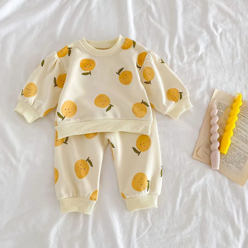 2PCS Autumn New Toddler Baby Clothing Set Fruit Print Cotton