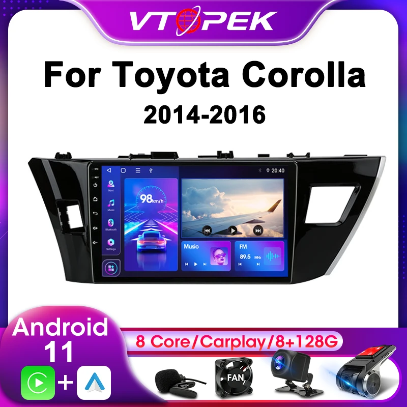 Vtopek 2Din For Toyota Corolla Ralink 2013 2014 2015 2016 4G Android 11 Car Stereo Radio Multimedia Video Player Navigation GPS portable movie player for car