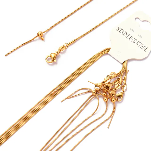 5 pièces/lot plaqué or 18 carats amovible 50cm en acier inoxydable boîte de bricolage serpent croix lien chaîne collier femmes pendentif à breloque bijoux 1
