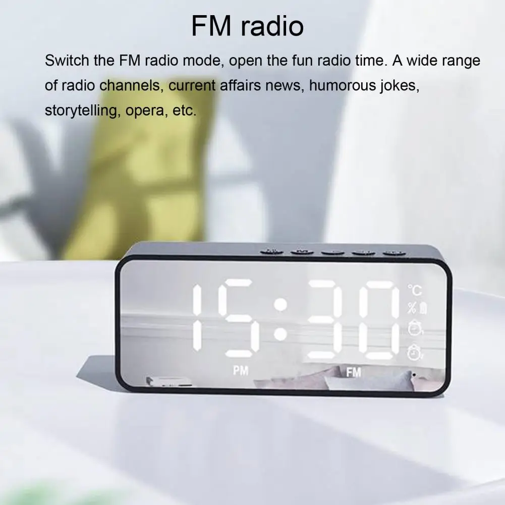 G50 Wireless Speaker Mini Mirror Surface Design Support TF Card 2-in-1 Practical Bluetooth-compatible Loudspeaker Alarm Clock