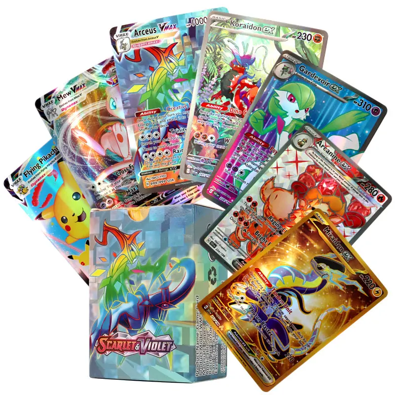 thumbnail image 1 of 60/100Pcs English Cards rare EX Vstar Vmax GX Shiny Arceus Charizard Mewtwo trading card gift for children, 1 of 5