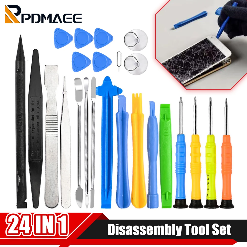 24 in 1 Mobile Phone Screen Repair Kit Cellphone Pry Opening Screwdriver  Tools