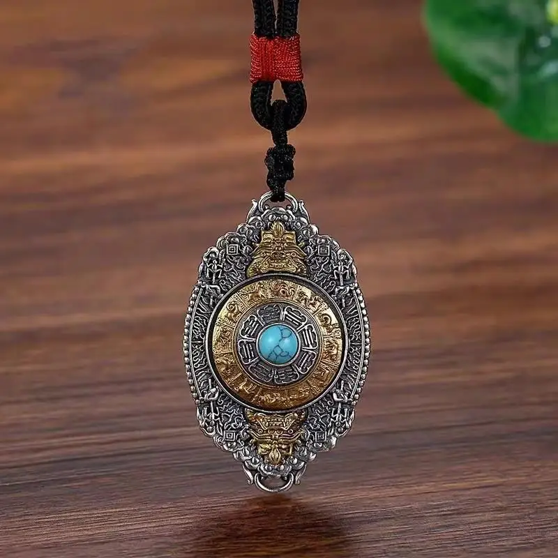 

Xizang Zodiac Year Pendant Rotatable Necklace Male