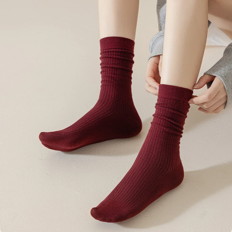 Women Socks 1pair Ankola Autumn Winter Knitting Middle Tube