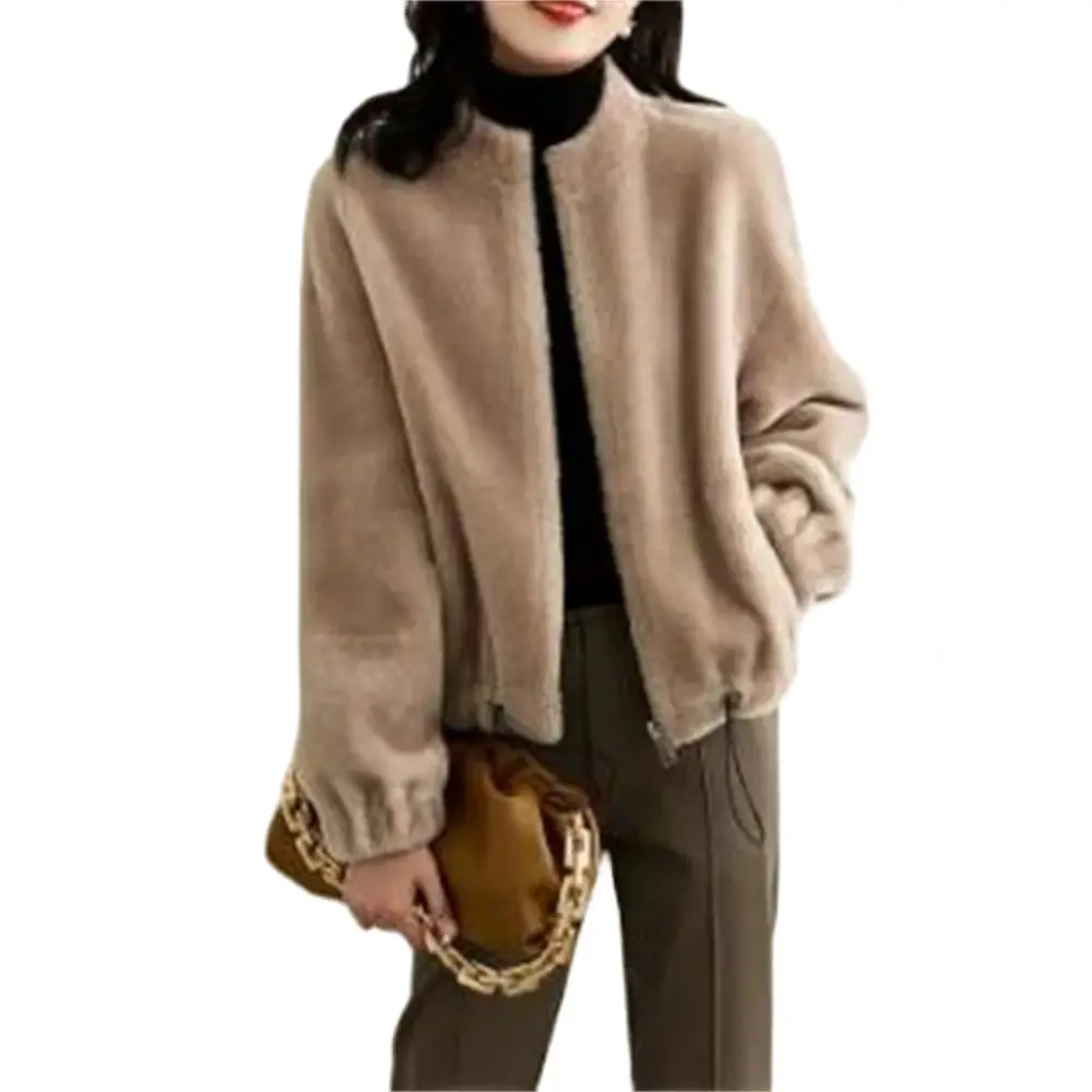 

Faux Fox Fur Grass Thick Coat Women New Winter Warm Close Turn-Down Collar One-Piece Fur Winter Jacket Woman Clothing Outerwear