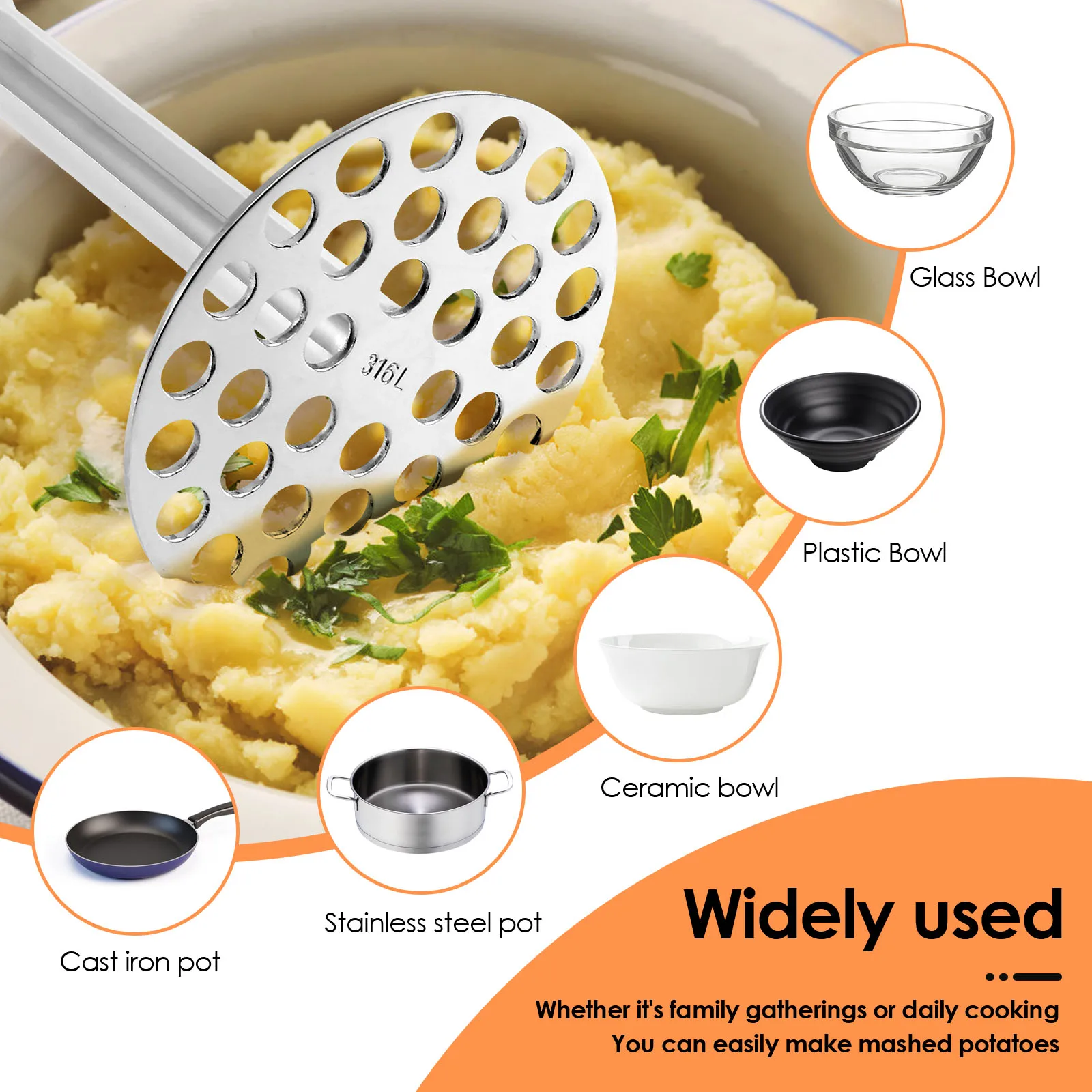 Small Potato Masher Stainless Steel Mini Avocado Masher Manual Fruit Vegetable Pressure Mud Machine Kitchen Children Food Crushe