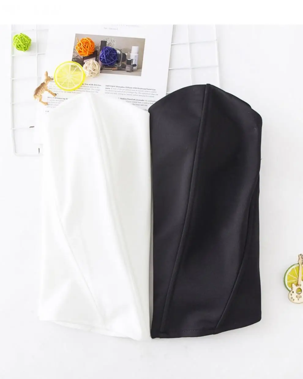 Description Picture 3 of itemWomen's Slimm Tube Tops With Bra Strapless Over Bust Butiers With Bones Camisole With Zipper Outwear For Clubwear