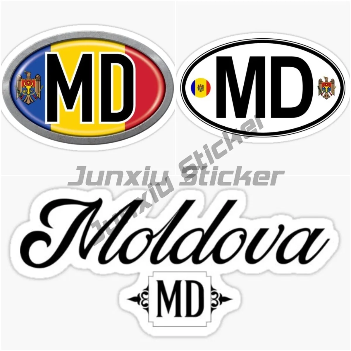 

MD Moldova National Flag Code Letter Heart Flag Car Sticker Vinyl Waterproof and UV Resistant Decal