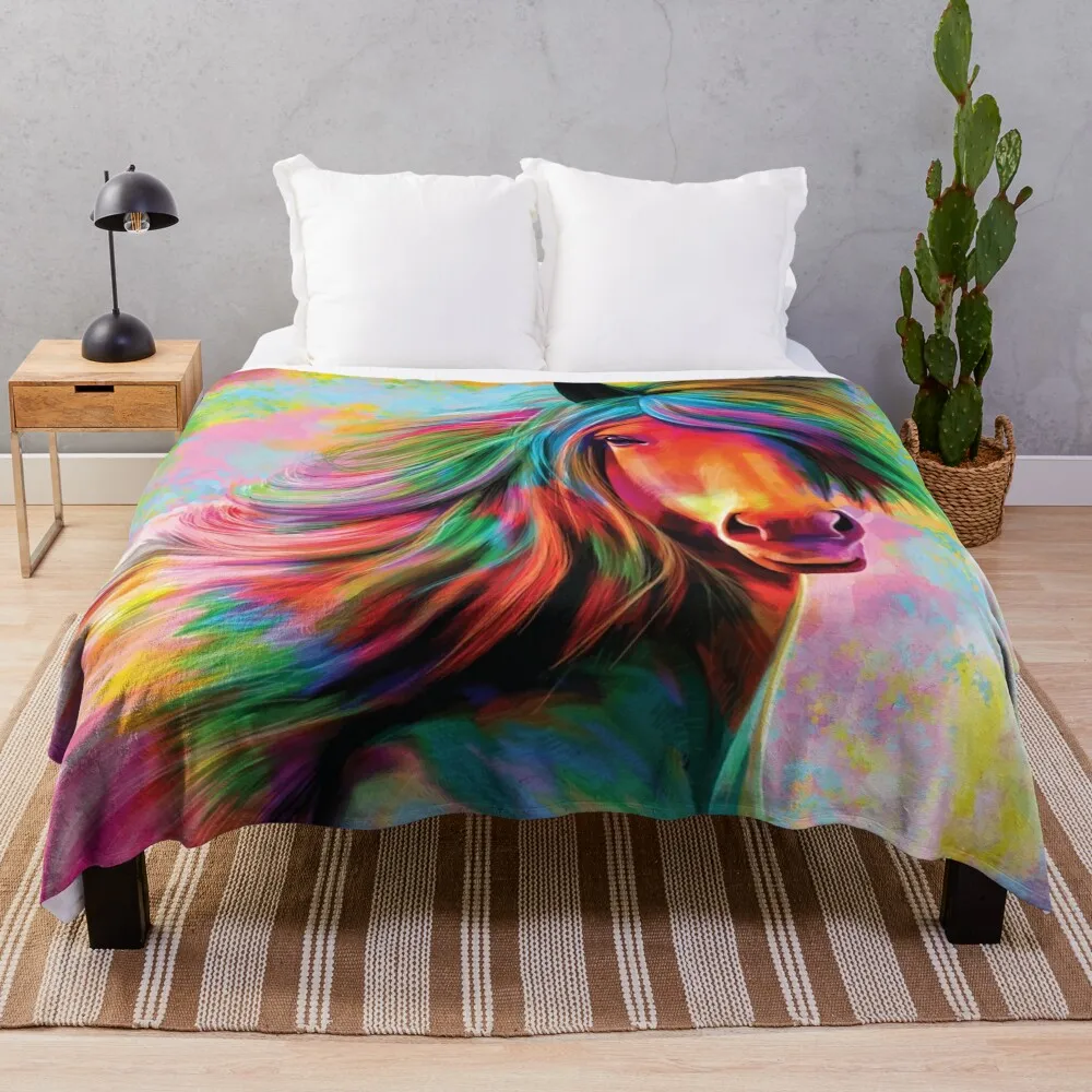

Rainbow horse Throw Blanket Blanket For Baby Designer Blanket