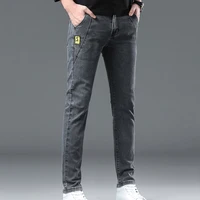 New Denim Jeans For Men's High Quality Cropped Pants Black Gray Slim Fit Small Feet Design Brand Trendy Versatile Fashion 2