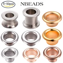 

NBEADS 5-50 PCS European Style 304 Stainless Steel Eyelet Core Grommet for Large Hole Beads Flat Round 4-9x4-6mm Hole: 3.2-5.5mm
