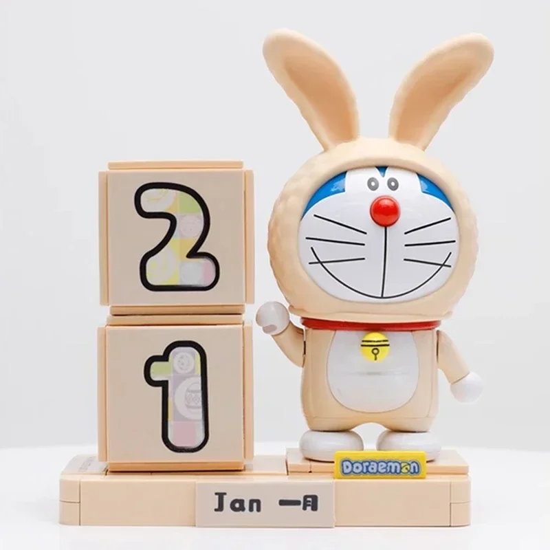 BALODY Doraemon Building Blocks Kawaii Night Light DIY Calendar Desktop Ornaments Car Number Ornaments Christmas Birthday Gifts