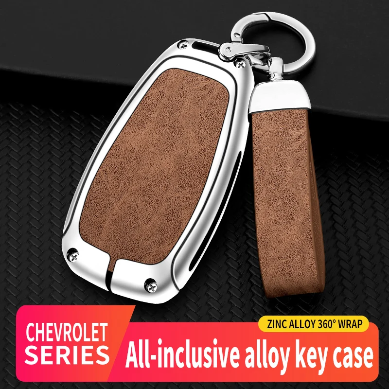 

Leather Zinc Alloy Car Key Case Cover Protector Shell For Chevrolet Onix Equino Orlando Cruze Spark Sonic Auto Keychain