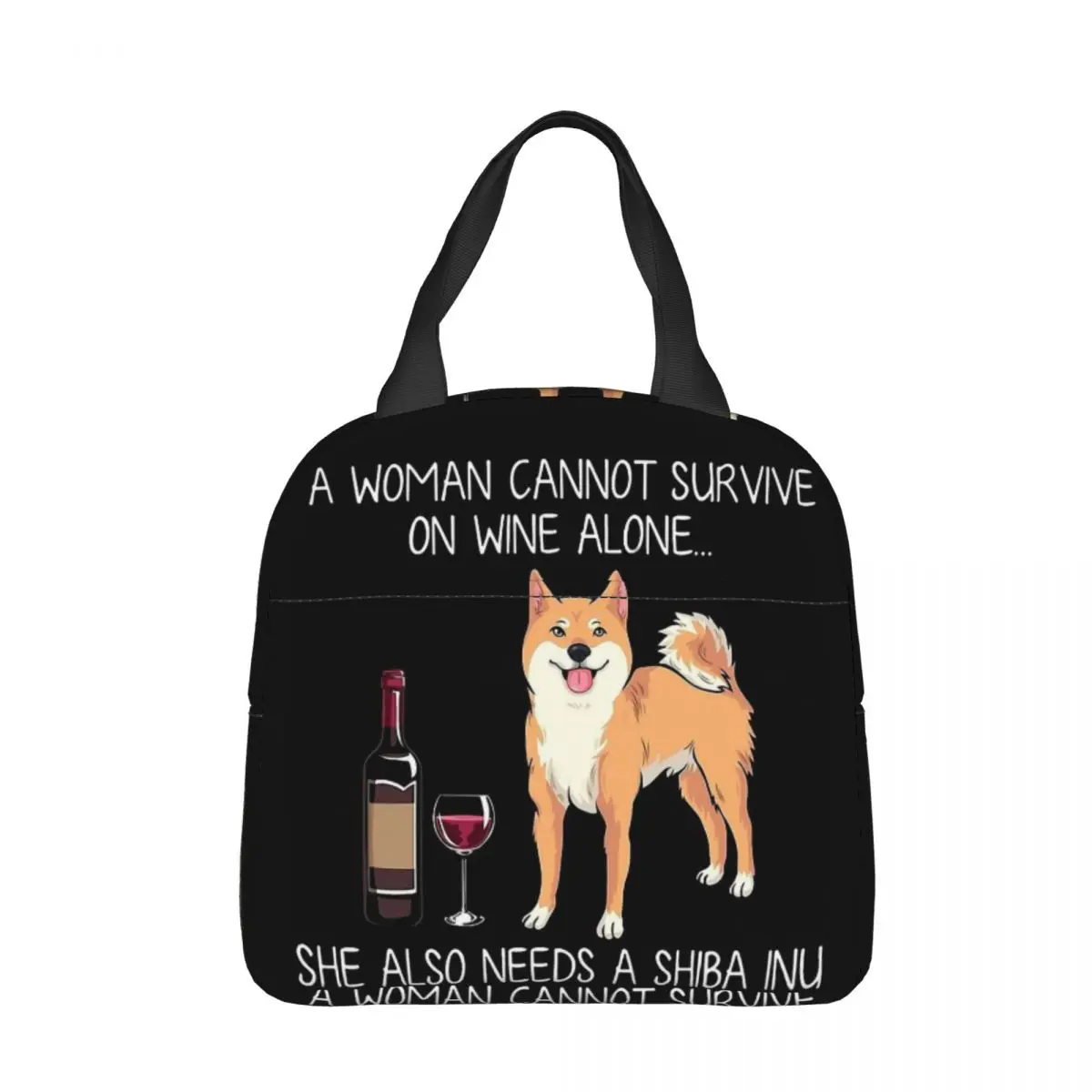 

Wine Funny Dog Pattern Cooler Lunch Box Shiba inu Mountaineering Thermal Insulation Portable Food Bag