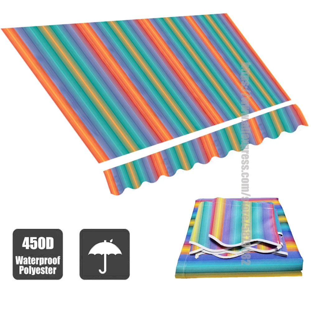 Regenbogenstreifen Outdoor Teleskop Baldachin Ersatztuch Wasserdichter Stoff Shop Store Banner UV Block Markise