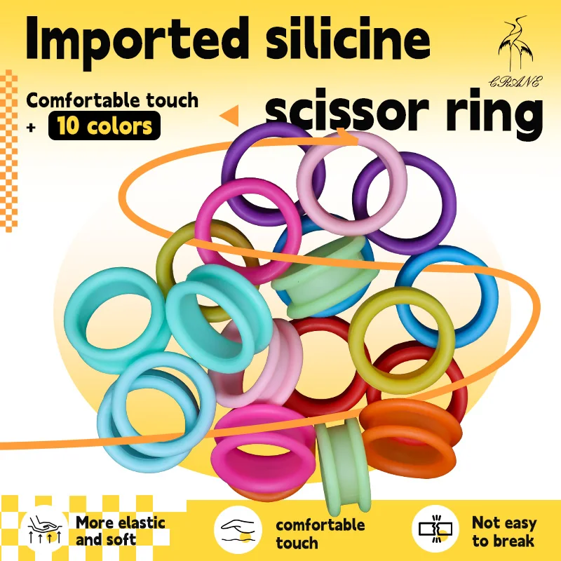 Crane 10/20/50 PCS Silicone Finger Rings for Cat Dog Hair Scissors Imported Soft Ring for All Size Pet Scissors