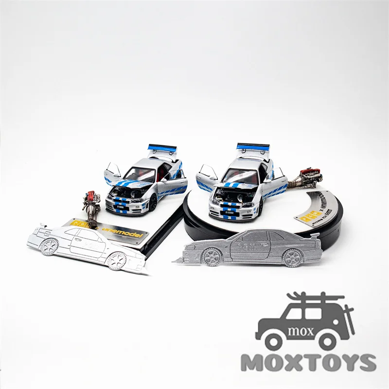 PGM x One model 1:64 GTR R34 Z-TUNE Silver Blue Limited999