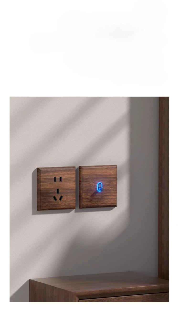 led night glow brass wood light switch