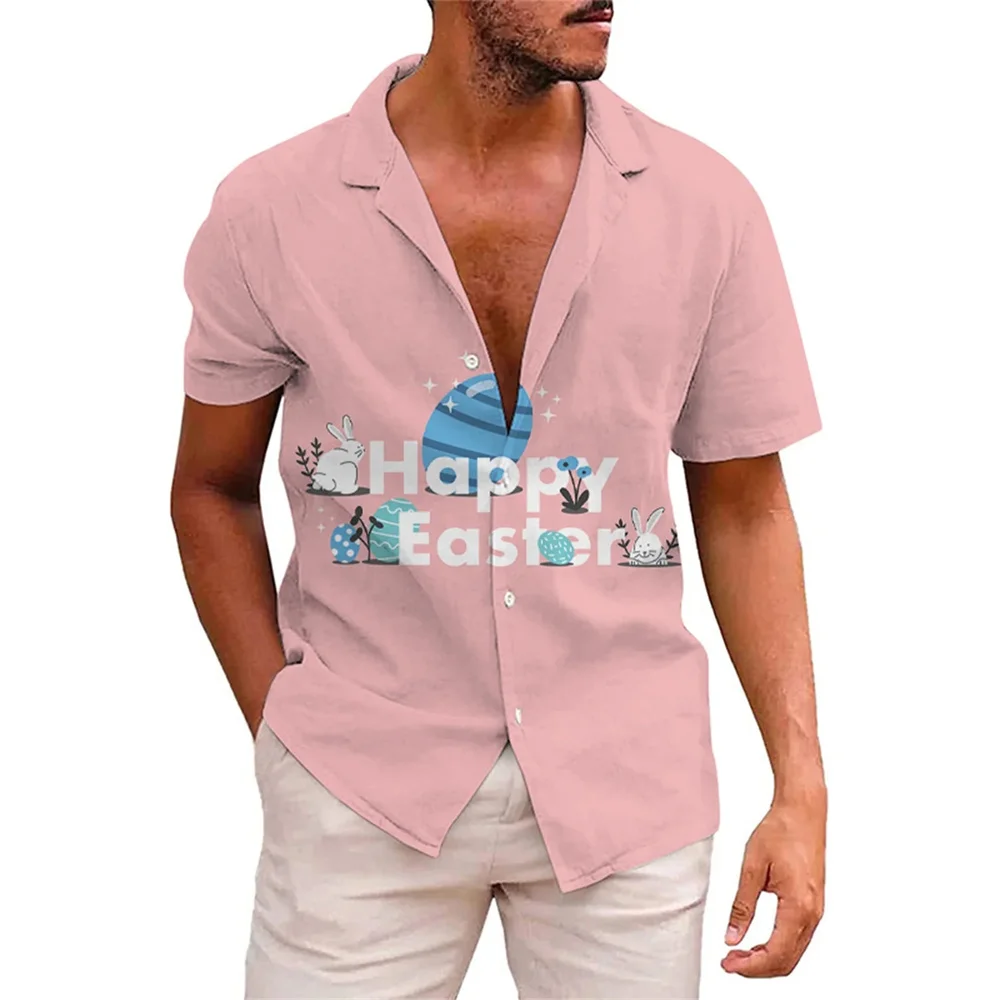 

Мужские Гавайские рубашки с мультяшным кроликом на Пасху, Пляжная рубашка с 3D принтом, женская одежда, детские цветные рубашки с яйцами, топы на пуговицах