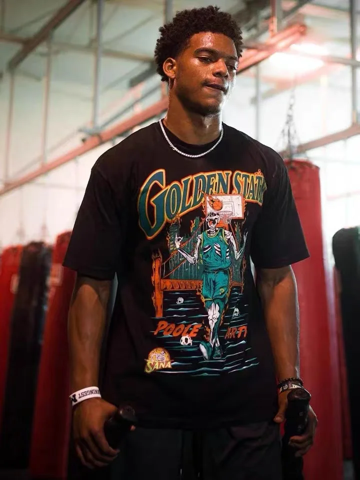 Usa Basketball Champion Print T-Shirt Uomo Donna Warriors Fashion Tshirt Fan Gift Poole Curry Golden State Basketball Stesse Tees