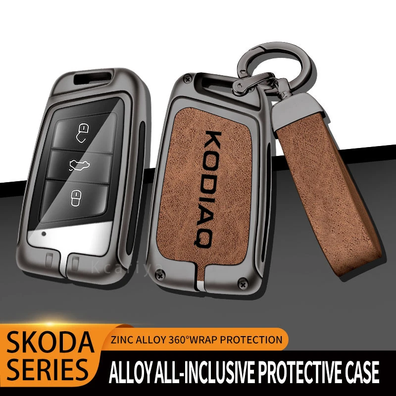 Skoda Kodiaq 자동차 리모컨 키 케이스 커버, 키체인 포함 보호 키 쉘, 키리스 인테리어 액세서리