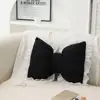 Bow-shaped Cushion Sweet Ruffle Lace Decor Sofa Support Pillow Romantic Fluffy PP Cotton Filling Car Seat Companion Pillow 1pc 3