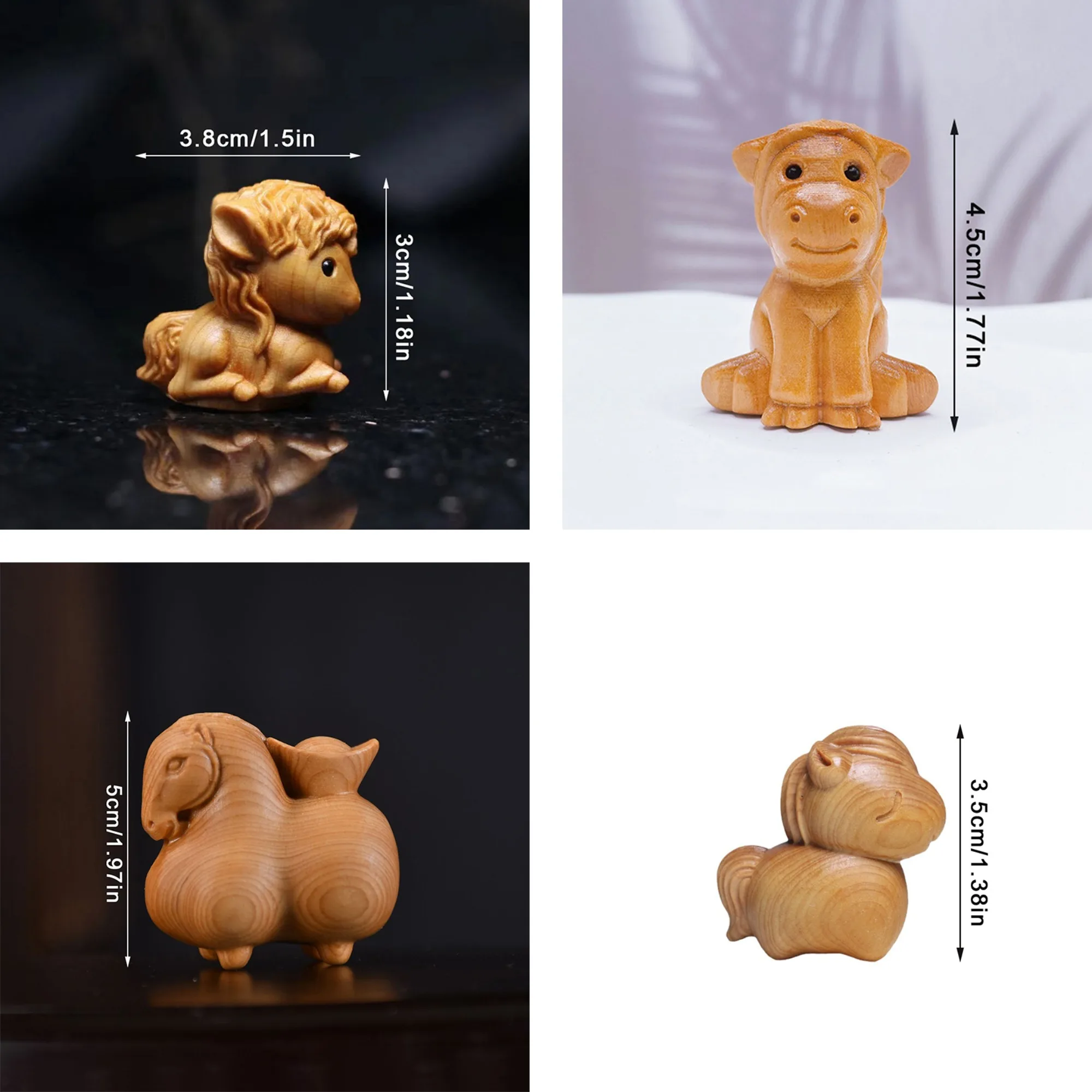 2026年新年干支馬像 太った馬が手作りの木製彫刻馬の置物を運びます