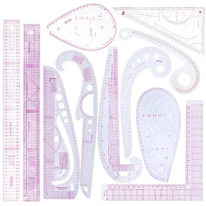 FELE Multifunctional French Curve Ruler Soft Plastic Patchwork Ruler Measure Dressmaking Drawing Template Craft Sewing Tools