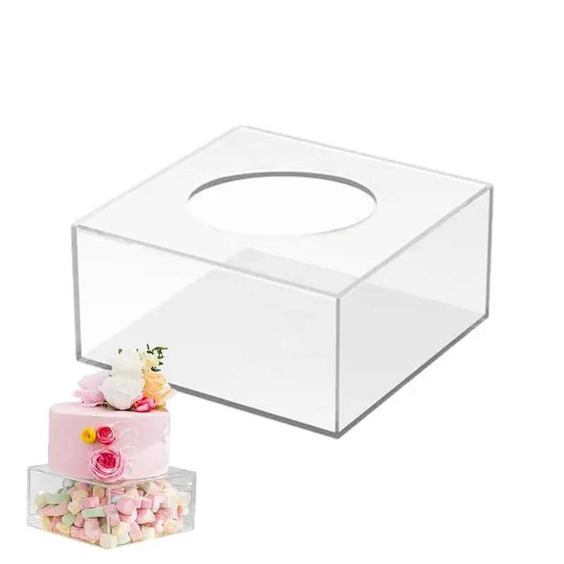 

Acrylic Fillable Cake Stand Square Centerpiece Cake Organizer Box For Bridals Wedding Party Decoration Cake Board Blank Stand
