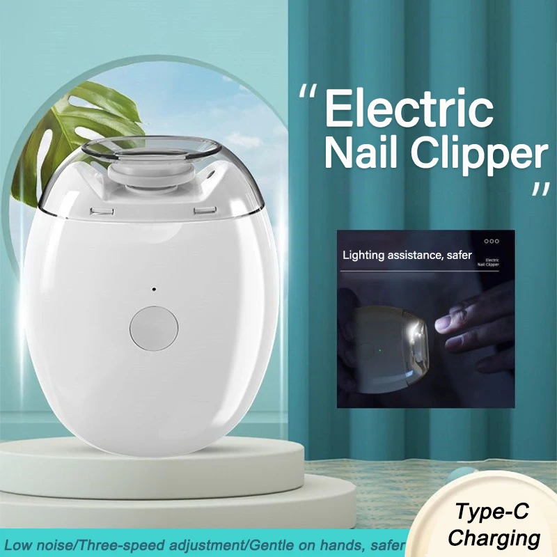 2 IN 1 Electric Nail Clipper Cutter With LED Light Automatic Nail Grinder Trimmer For Baby Adult Mini Manicure Tools Care
