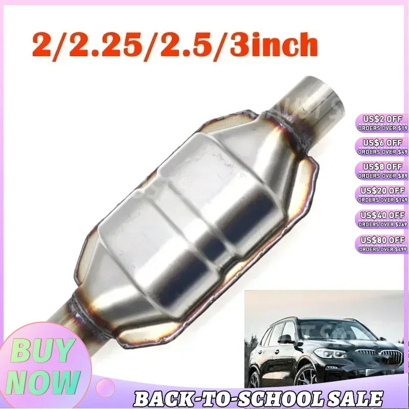 2/2.25/2.5/3inch Round Universal Catalytic Converter With 400 Cells Ceramic Catalyst Car Exhaust Pipe Corrosion-resistant Direct