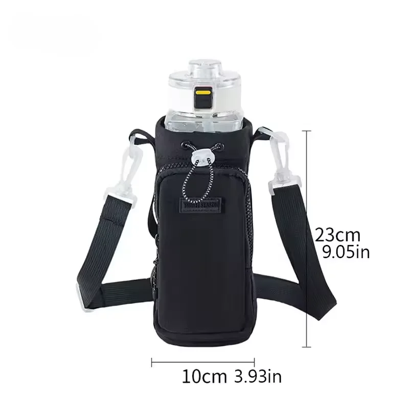 Portable Water Bottle Bag Strap Holder Pouch Thermal Vacuum Mug Cup Sleeve Cup Insulated Protective Bottle Cover Black 1pcs