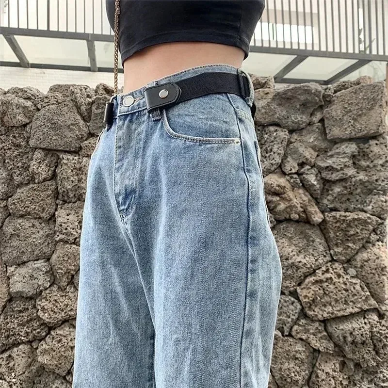 Canvas Adjustable Elastic Waistband Invisible Waistband Buckle Free Women's and Men's Denim Pants Dress  Easy  To  Wear