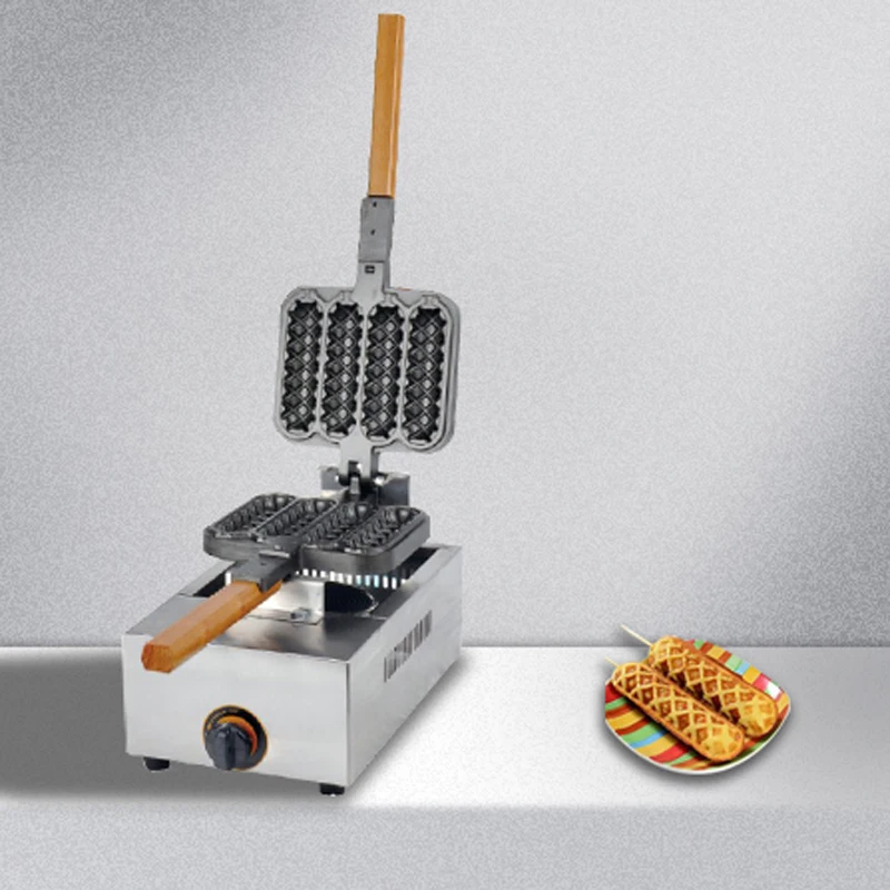 Pb-114.R Gas Commerciale 4 Pezzi Salsiccia Croccante Hot Dog Waffle Maker Macchina Per Hot Dog Macchina Croccante A Gas A Quattro Bastoncini