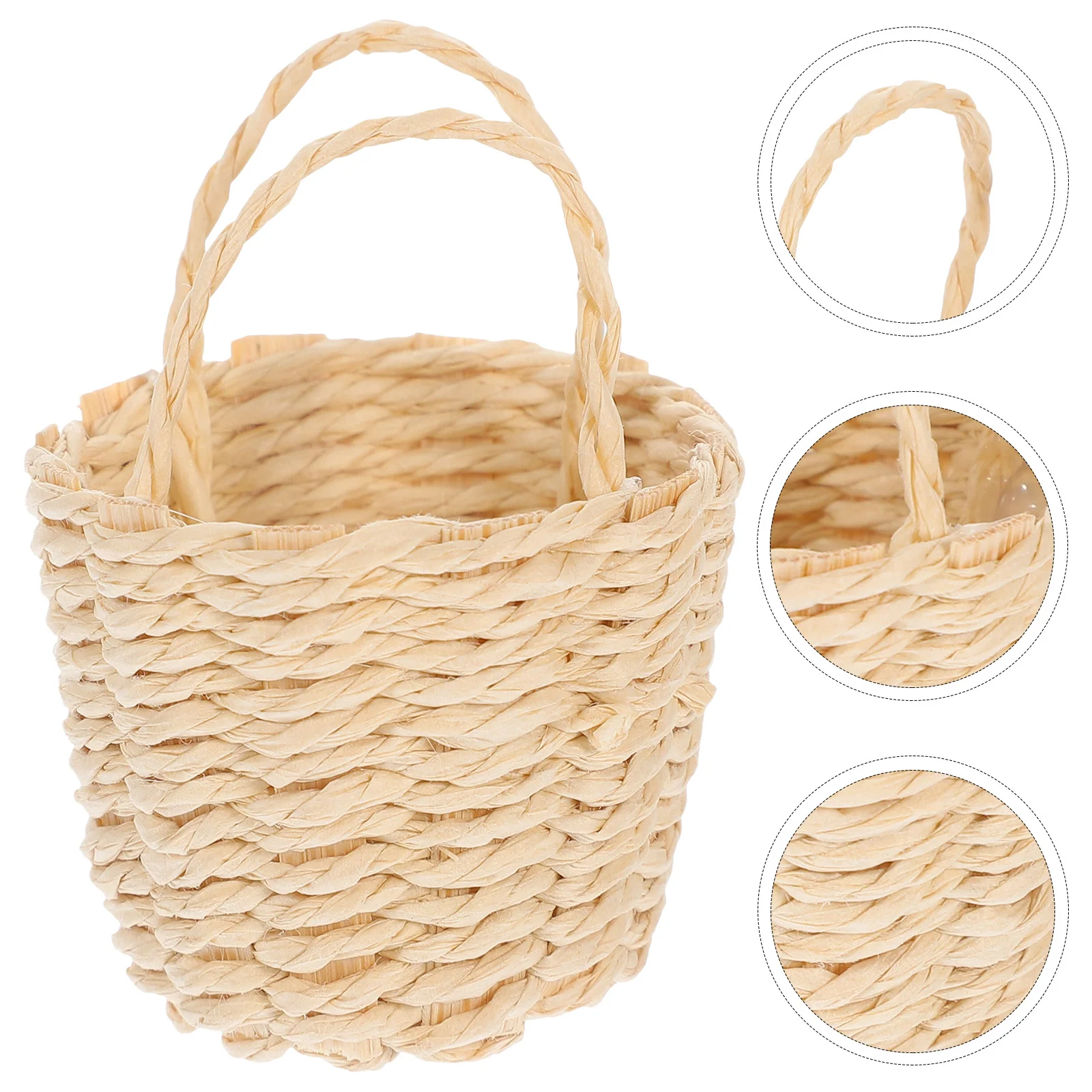 

Weaving Baskets Models Miniature House Accessories Funny Decor Round Storage Prop Paper For Tiny Dolls Woven Miniatures