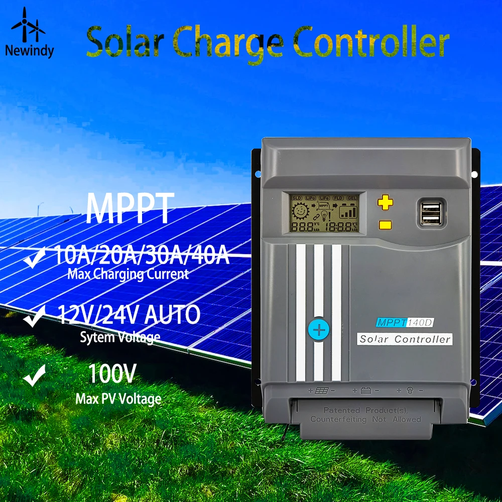 

10A 20A 30A 40A MPPT Solar Charge Controller With WIFI Bluetooth 12/24V LCD Display Lithium Battery Regulator Dual USB LifePo4