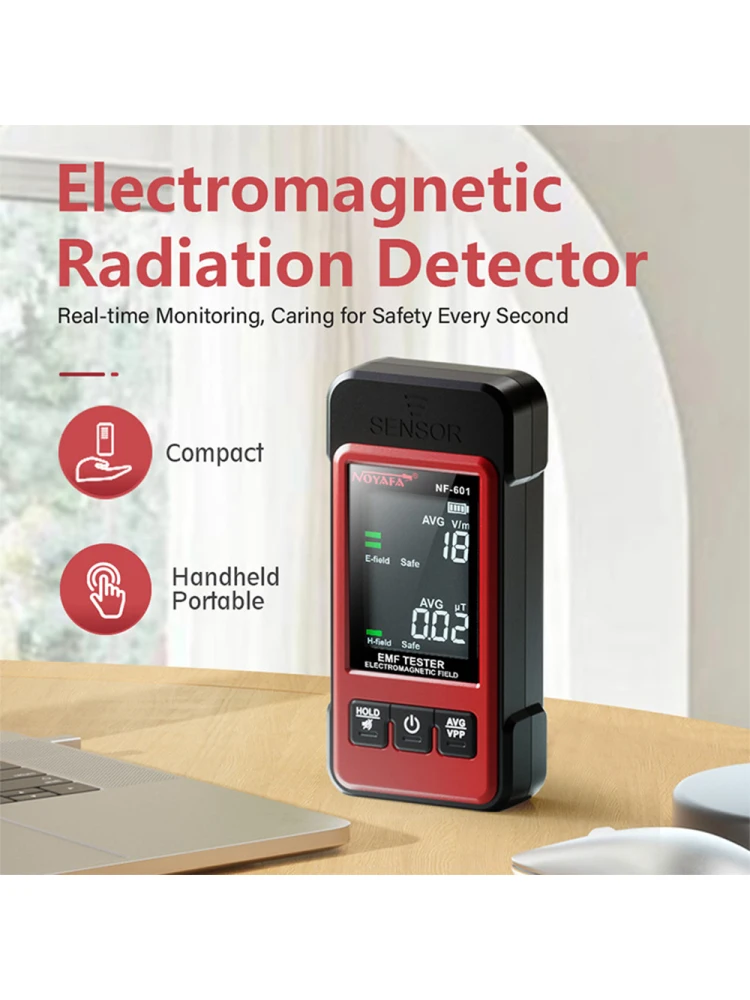 NF-601 Handheld Radiation Detector Geiger Counter Meter Electromagnetic Radiation Tester Dosimeter with Sound and Light Alarm