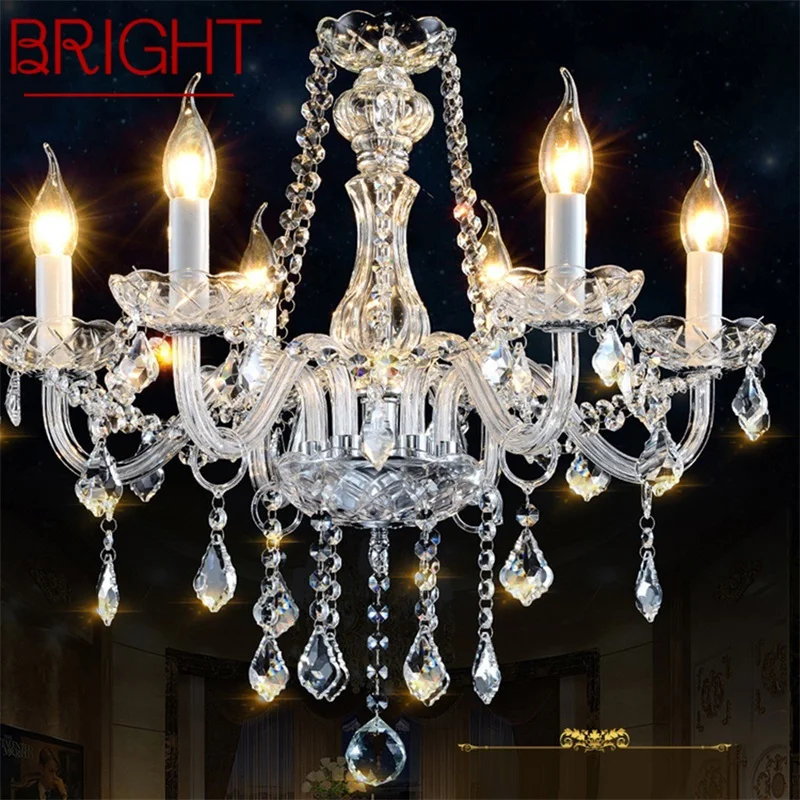 

BRIGHT European Style Chandelier Lamps LED Candle Pendant Hanging Light Luxury Fixtures for Home Decor Villa Hall
