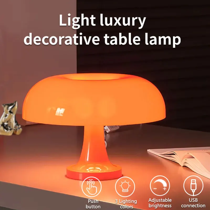 Led Mushroom Table Lamp Touch Dimming Minimalist Night Light For Hotel Living Room Decor Lighting Modern Minimalist Desk Lights