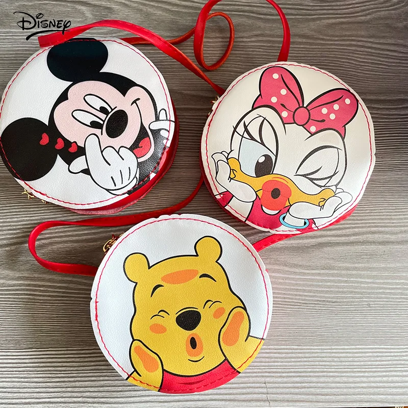 

Disney Mickey Mouse Children's Shoulder Bag Anime Small Round Bag Cartoon Coin Purse Girls Messenger Bag Kids Toy Christmas Gift