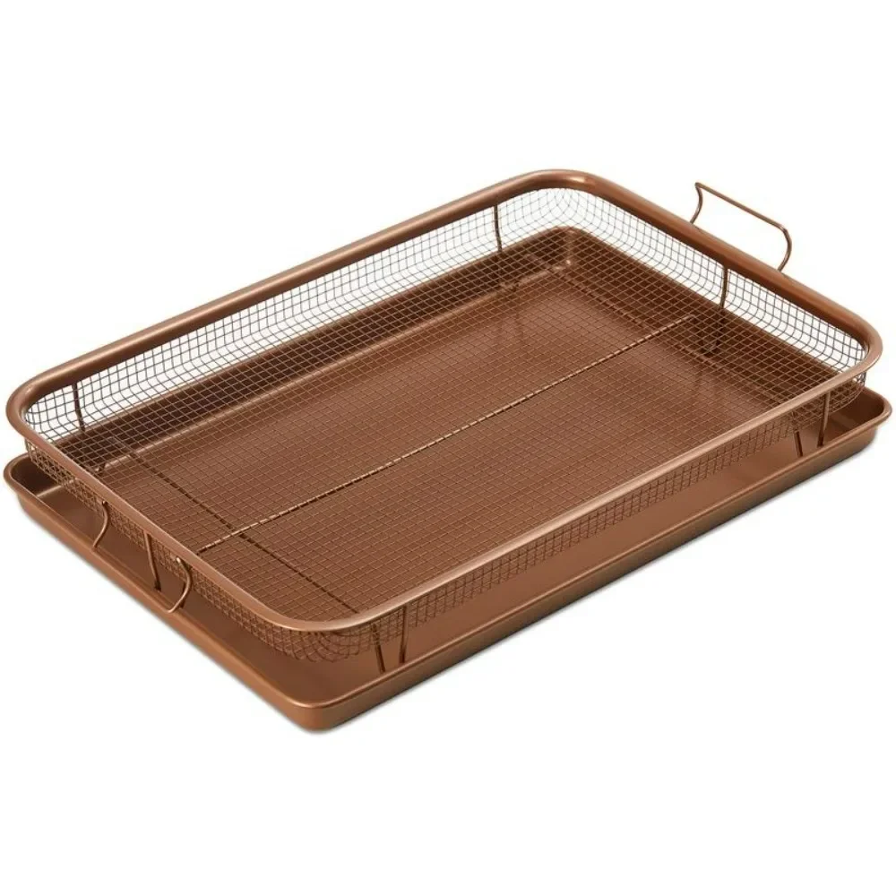 

Tray with Basket for Oven, Air Fry Crisper Tray with Baking Pan, 14 X 10.2inch, Dishwasher Safe Stainless Steel