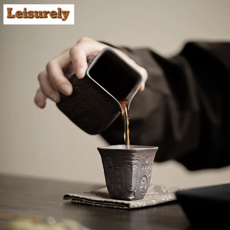 40ml Zen Shadow Buddha Old Rock Mud Teacup Traditional Tea Bowl Teacup Meditation Cup Jianzhan Master Cups for Tea Ornaments