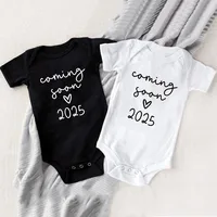 Baby Announcement Coming Soon 2025 Newborn Baby Bodysuits Summer Boys Girls Romper Body Pregnancy Reveal Clothes 1