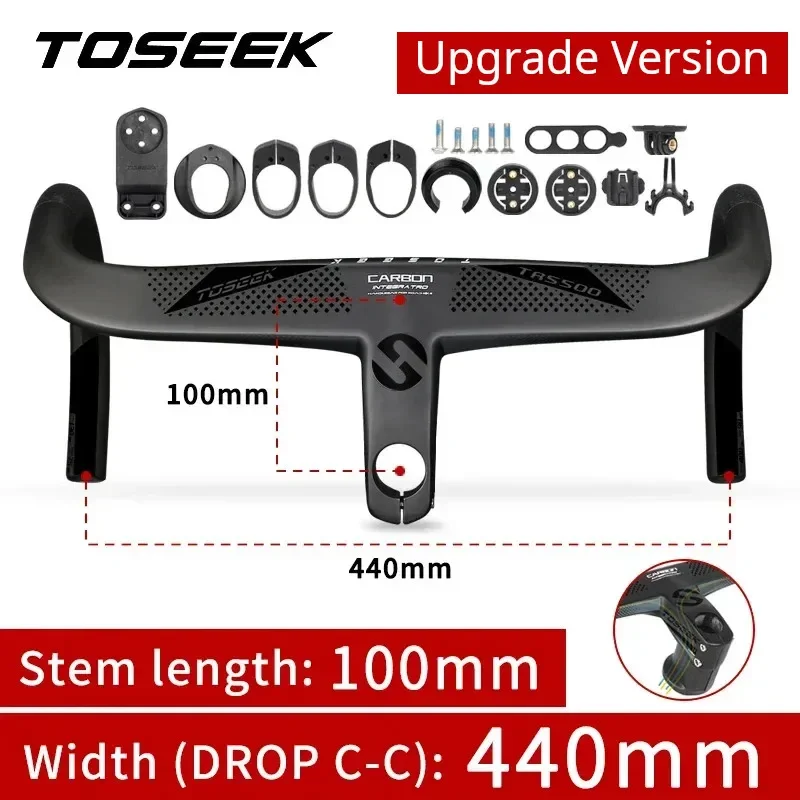 TOSEEK 一体型カーボンハンドルバー　ステム100mm 幅38mm 未使用 S54881c91d2b0476cbf1df6020d3fa