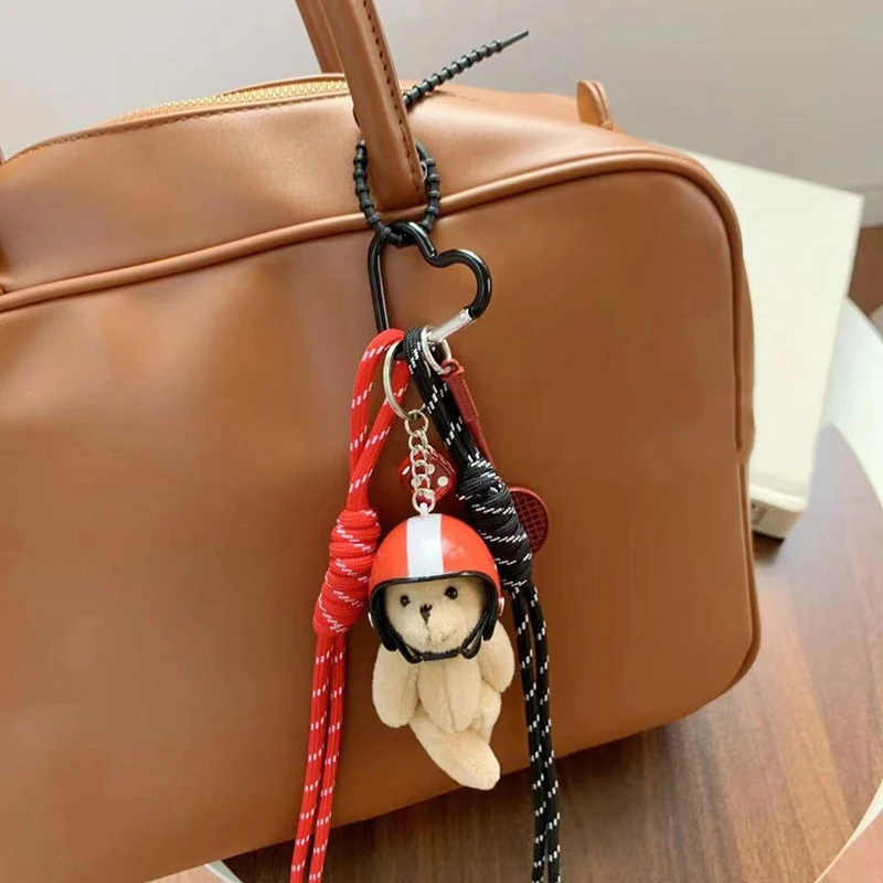 Creative Bag Pendant Cute Couple Backpack Keychain Decoration Punk Style Helmet Bear Kitten