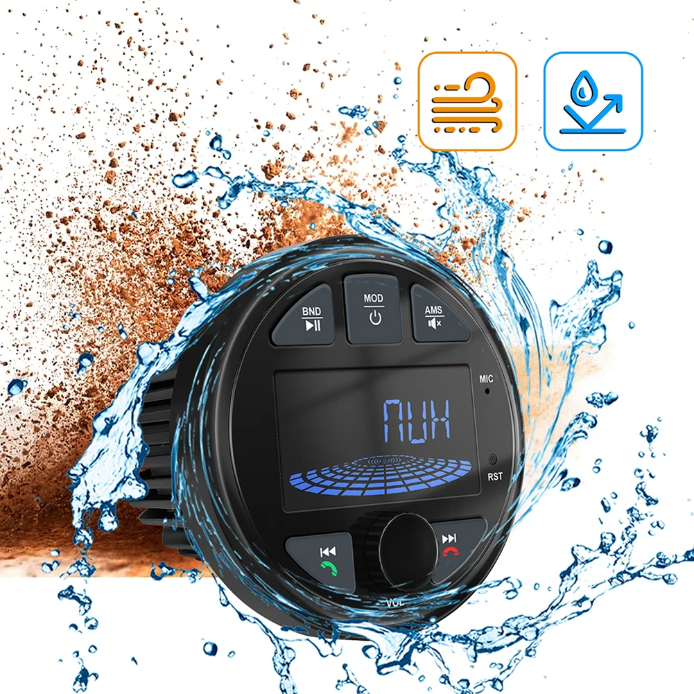 Marine Stereo Boat Radio 4x50W DC 12V LCD Screen BT Digital Media Radio IPX6 Waterproof Boat AM FM Receiver Car