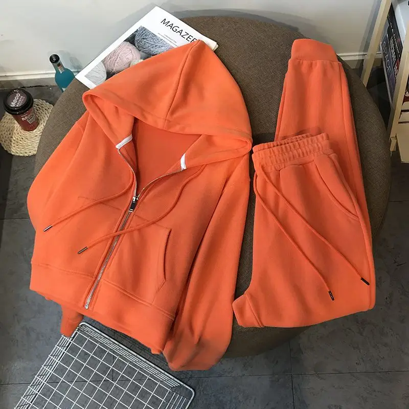 

Spring and Autumn Running Sports Suit For Women New Fashion Hooded Coat High Waisted Leisure Long Pants Outfits