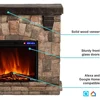 LED Electric Fireplace Stove with Imitation Wood and Stone Wall Frame - Remote Control -3D Wood and Fire 2